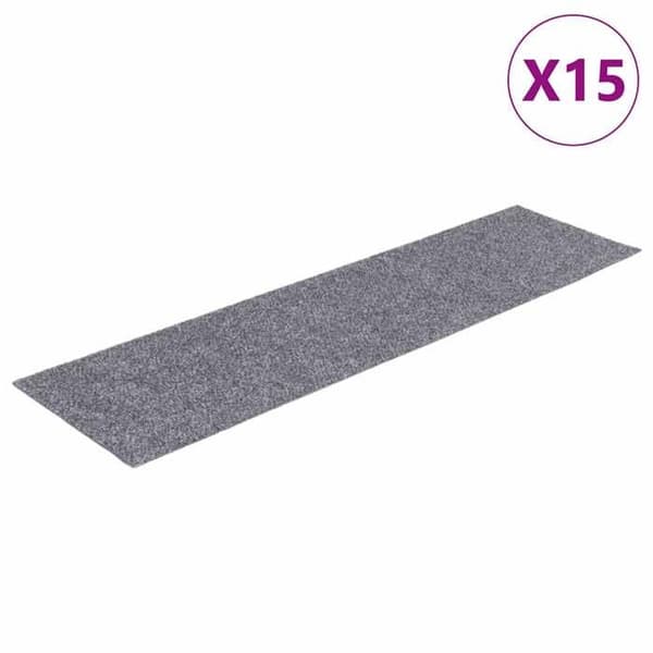 Maison Exclusive - Självhäftande trappmattor 15 stycken 76 x 20 cm Ljusgrå Rektangulär