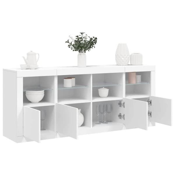 Buffet bas - EKSKLUSIVT HUS - 163x37x67 cm - Hvid - Indbyggede RGB LED - Spånplader Vit
