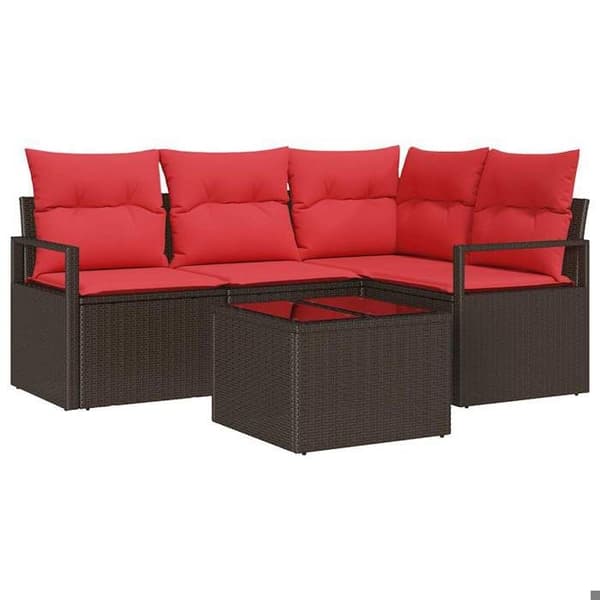 Trädgårdsoffmöbel - EXKLUSIVT HUS - Set 5 delar - Poly rattan - Brun - Väderbeständig brun
