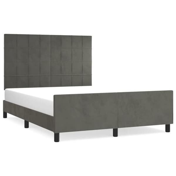 Maison Exclusive - Sängram utan madrass mörkgrå 140x190 cm sammet