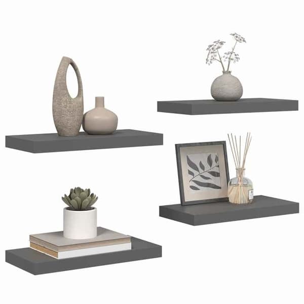 Maison Exclusive - Kelluva seinähylly 4 kpl Harjattu harmaa 50x23,5x3,8 cm MDF Glänsande grå