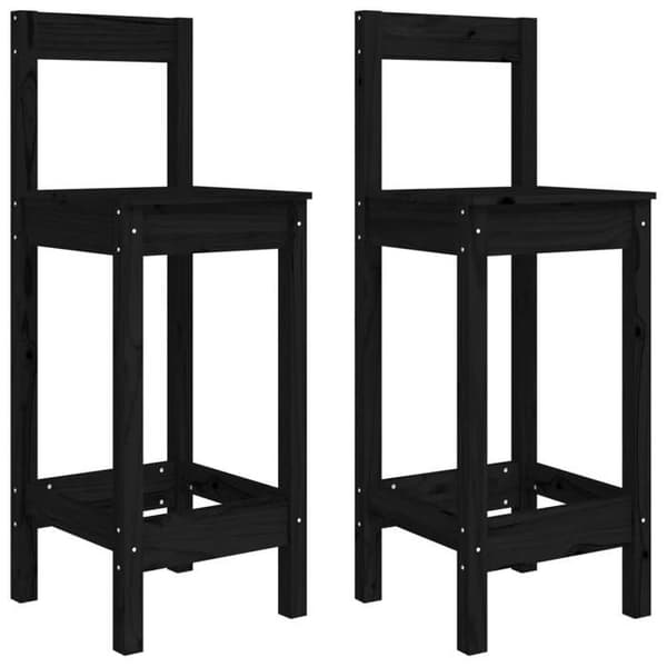 Maison Exclusive - Barstole sæt af 2 sort 40x41,5x112 cm solid fyrretræ