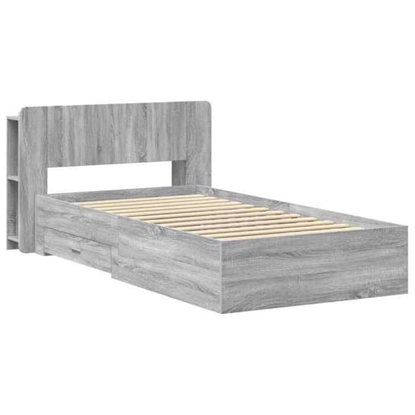 Maison Exclusive - Sängram med förvaring Sonoma grå 90 x 200 cm