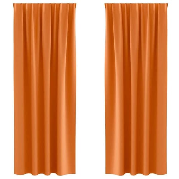 Maison Exclusive - Mørklægningsgardiner med ringe 2 stk Orange lys 225 x 140 cm