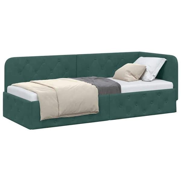 Maison Exclusive - Mörkgrön hörnsängram 80 x 200 cm Sammet Mörkgrön