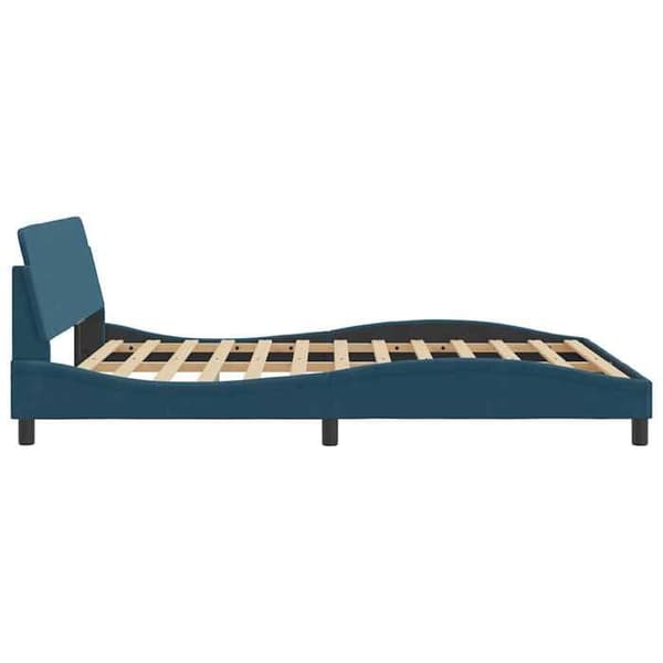Sengestel - EKSKLUSIV HUS - Dover - Blå velour - 160x200 cm - Hovedgærde inkluderet Blå