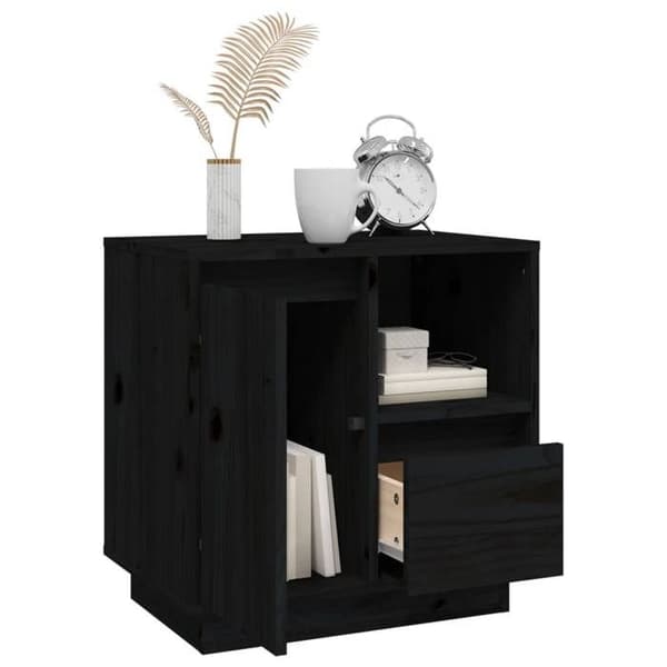 Maison Exclusive - Yöpöydät 2 kpl Musta 50x34x50 cm Massiivipuu Sort