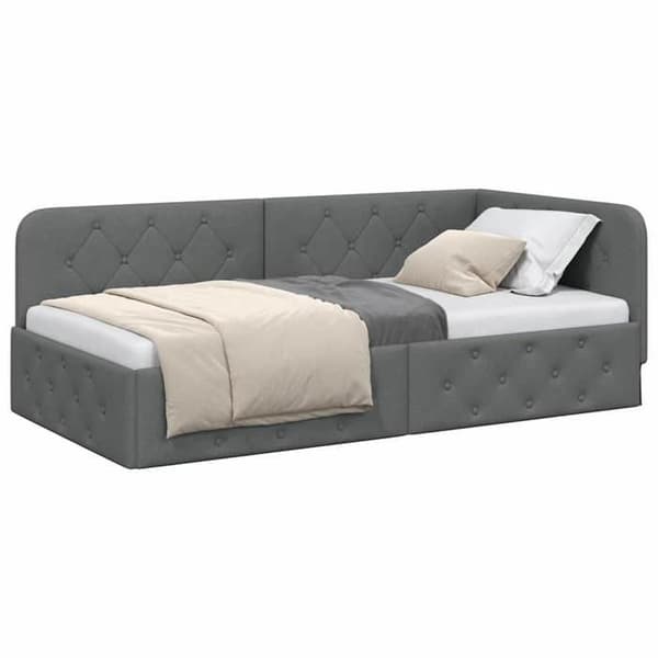Maison Exclusive - Tummanharmaa kulmasänky 90 x 190 cm kangas