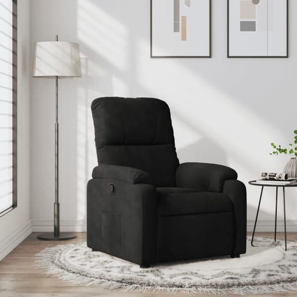 Lænestol - EKSKLUSIV HUS - Relax model - Sort mikrofiber - 135° hældning - Side lomme Svart