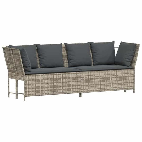 Maison Exclusive - Trädgårdsoffa och ljusgrå kuddar i flätad resin Ljusgrått