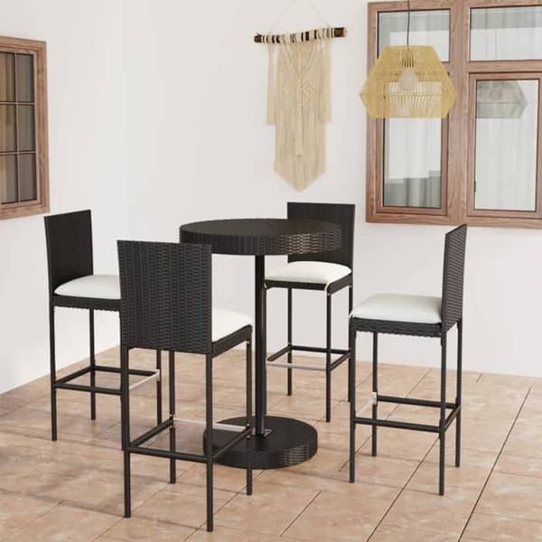 Maison Exclusive - Havebar sæt 5 dele med puder, flet i sort Svart