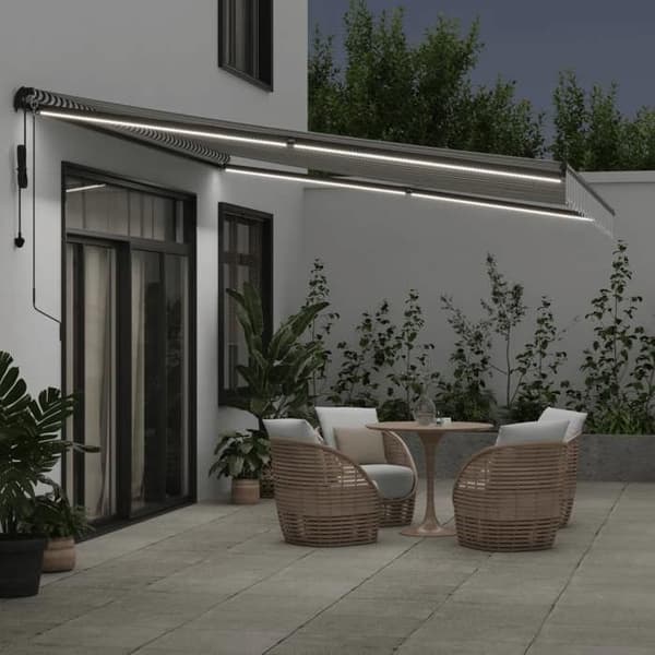 Maison Exclusive - Fällbart tak i antracit och vitt 450 × 350 cm Polyester