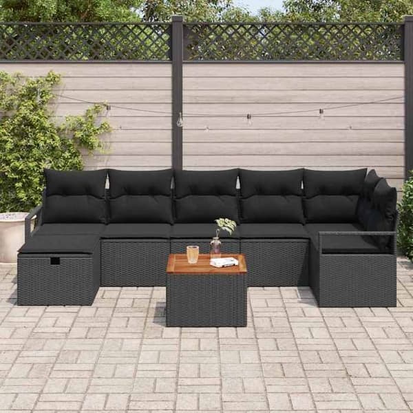 Maison Exclusive - 8 stk. have-sofa sæt i sort poly rattan Svart