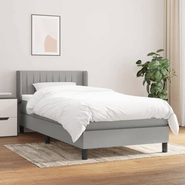 Maison Exclusive - Seng med lameller og madras Lys grå 80x200 cm Stof
