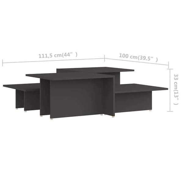 Maison Exclusive - 2 st soffbord Grå 111,5x50x33 cm Ingenjörsträ