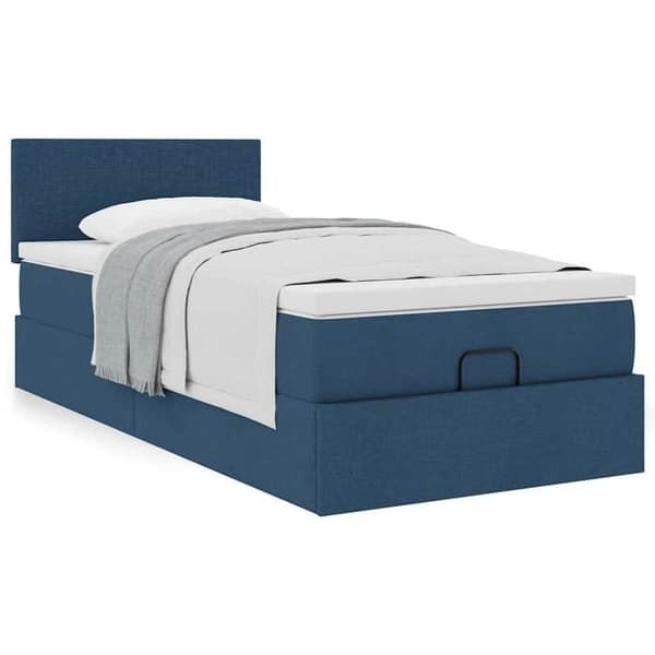 Lys ottoman - Maison Exclusive - 90 x 200 cm - Blåt stof - Hydraulisk opbevaring blå