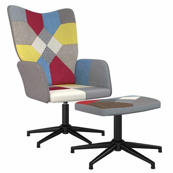 Maison Exclusive - Afslapningsstol med fodskammel Patchwork Stof