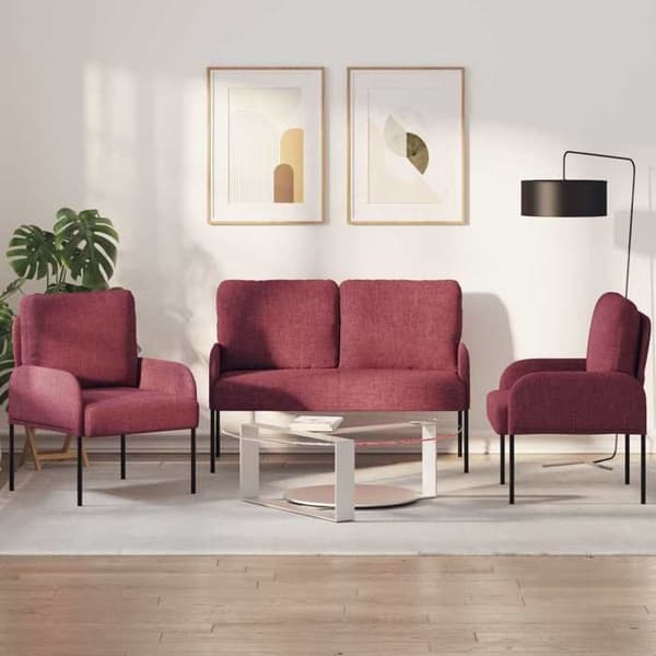 Maison Exclusive - 3 pc sofa sæt Bordeaux Krydsfiner