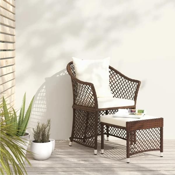 Maison Exclusive - Trädgårdsmöbler 2 delar med kuddar Brun Flätad resin brun