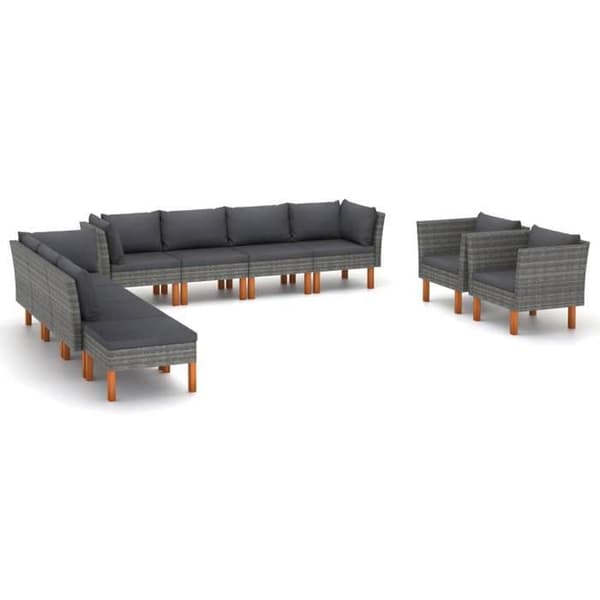 Maison Exclusive - Havegruppe 10 stk. Vævet harpik og eucalyptus træ Grå