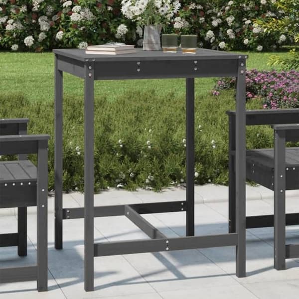 Maison Exclusive - Harmaa puutarhapöytä 82,5x82,5x110 cm massiivipuusta Grå