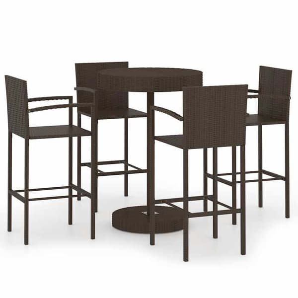 Maison Exclusive - Trädgårdsbarset 5 delar Flätad resin Brun kastanj