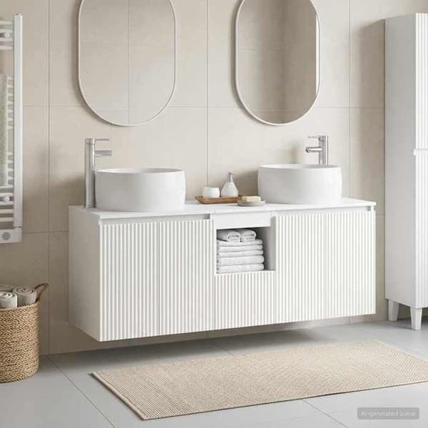 Maison Exclusive - 3 kpl kylpyhuonekaappisetti Valkoinen