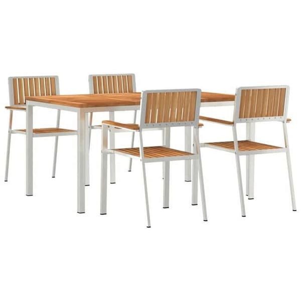 Utemöbelset - EXKLUSIV HUS - 5 delar 150x90x75 cm - Rostfritt stål - Rektangulär - Brun/silver brun