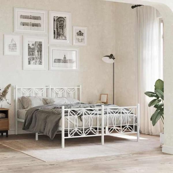 Sengestel - EKSKLUSIV HUS - 135 x 190 cm - Stål - Hvid - Lamelseng Vit