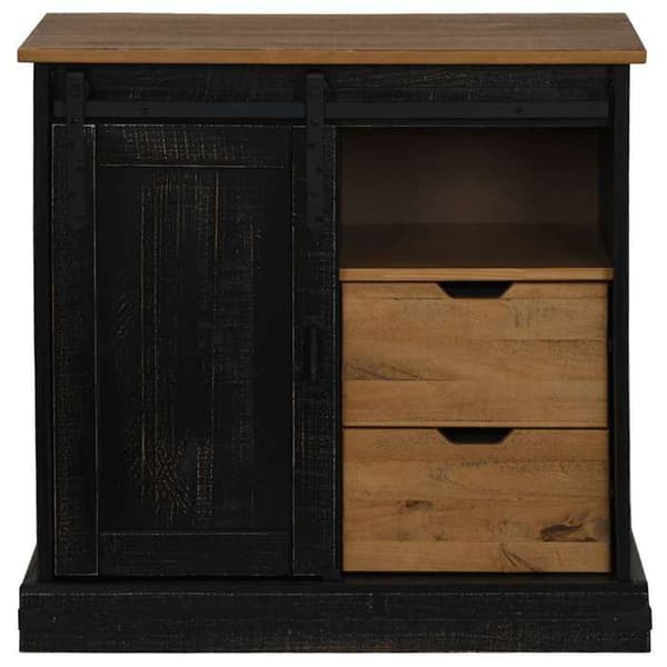Maison Exclusive - Buffet HALDEN med skydedør sort 80x40x80 cm massiv træ Svart