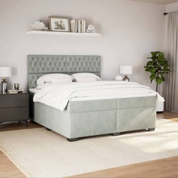 Maison Exclusive - Sängbotten och madrass Grå ljus 200x200cm Sammet