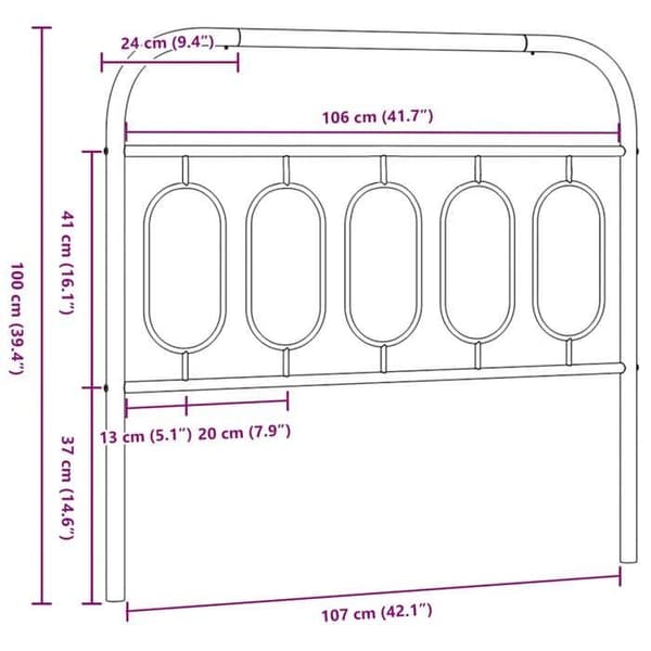 Maison Exclusive - Erstatnings hovedgærde i sort metal 107 cm