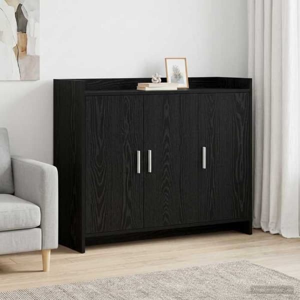 Maison Exclusive - Buffet Sort egetræ 98,5 x 33 x 80 cm Ingeniørtræ
