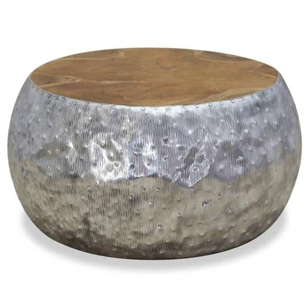 Maison Exclusive - Aluminium Teak Sofabord 60x60x30 cm Silver och brunt