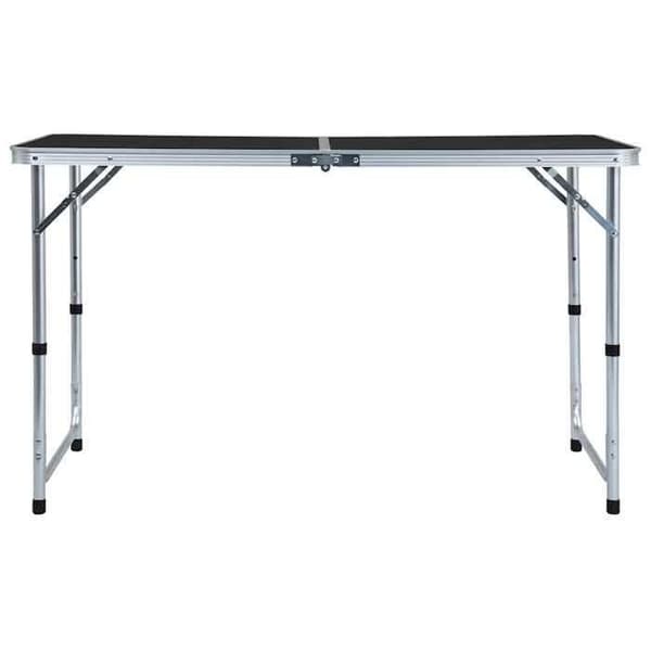 Campingbord - EKSKLUSIV HUS - 120x60 cm - Sammenklappelig - Højder 55/62/70 cm - Grå MDF-plade Aluminiumgrå