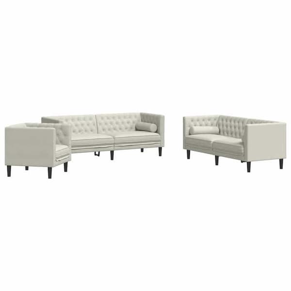 Maison Exclusive - Chesterfield-soffgrupp med 3 delar i sammet och kuddar