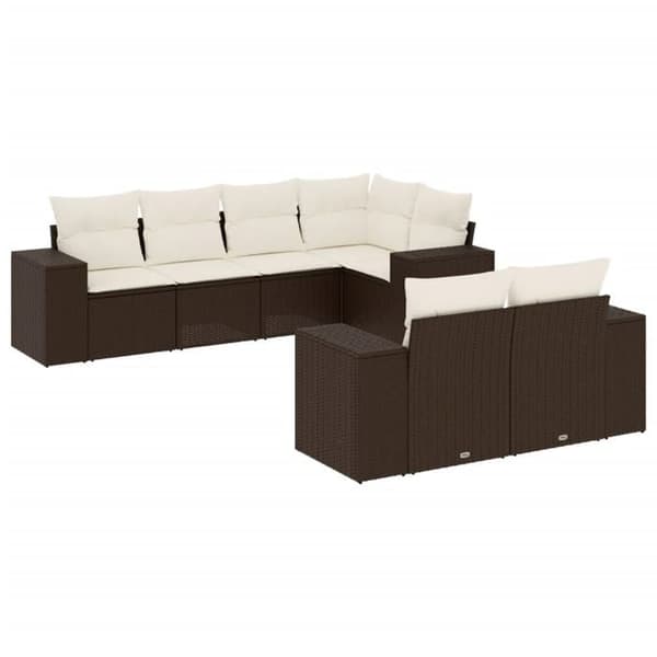 Maison Exclusive - Trädgårdsmöbler med kuddar 7 delar brun flätad resin