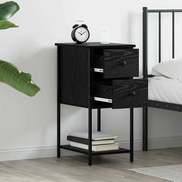 Maison Exclusive - Natbord Sort eg 32 x 42 x 70 cm Ingeniørtræ