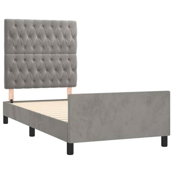 Maison Exclusive - Sengebund uden madras lys grå 90x200 cm velour Ljusgrått