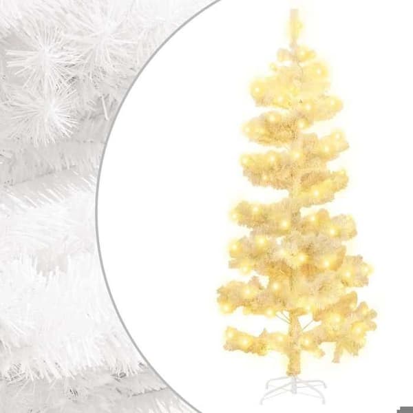 Maison Exclusive - Helixformad förbelyst julgran och vit ställning 150cm PVC Vit (stöd)