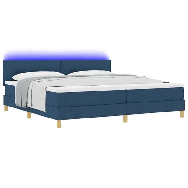 Maison Exclusive - LED-fjeder seng med blå LED-striber 200 x 200 cm stof