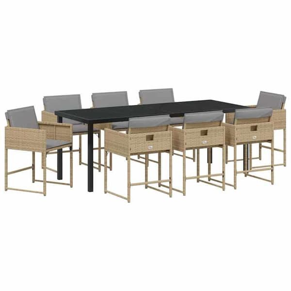 Maison Exclusive - 9 pc spisestue sæt til haven i beige polyrotin beige