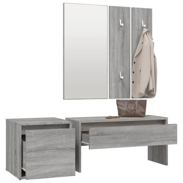 Maison Exclusive - Sonoma grå hallway møbel sæt i ingeniørtræ