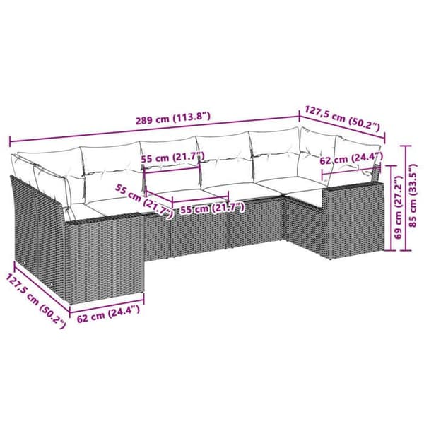 Maison Exclusive - Trädgårdsmöbler med kuddar 7 delar ljusgrå flätad resin