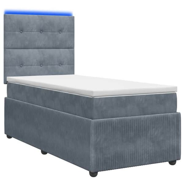 Maison Exclusive - Boxspring-säng med LED och mörkgrå madrass 90 x 190 cm Sammet