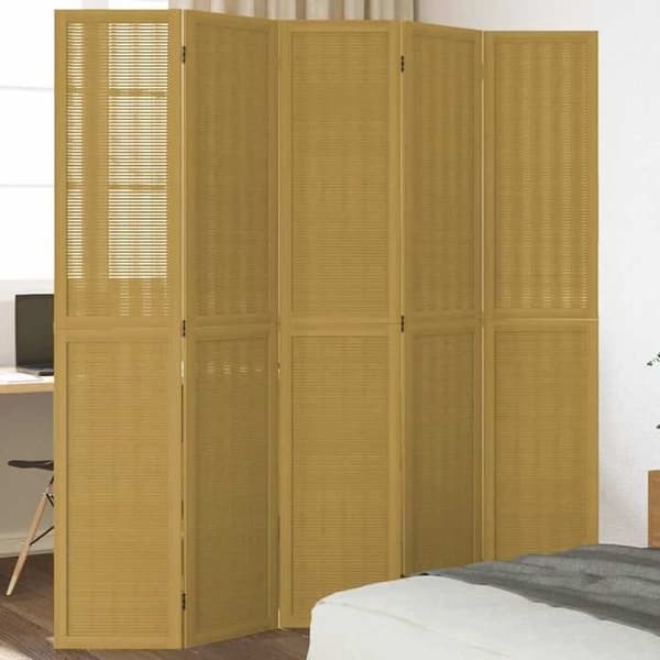 Adskillelse - EKSKLUSIV HUS - 5 paneler - Massivt paulownia træ - Brun - Foldbar brun