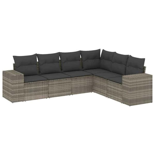 Maison Exclusive - Trädgårdsmöbler 6 delar med ljusgrå kuddar i flätad resin
