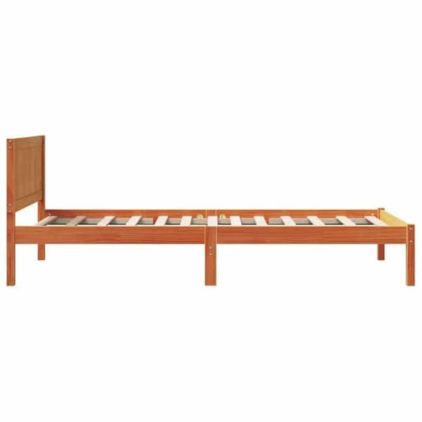 Sengestel - EKSKLUSIV HUS - Rektangulær - Massiv fyr - Brun - 90 x 200 cm (inklusive lamelbund) brun