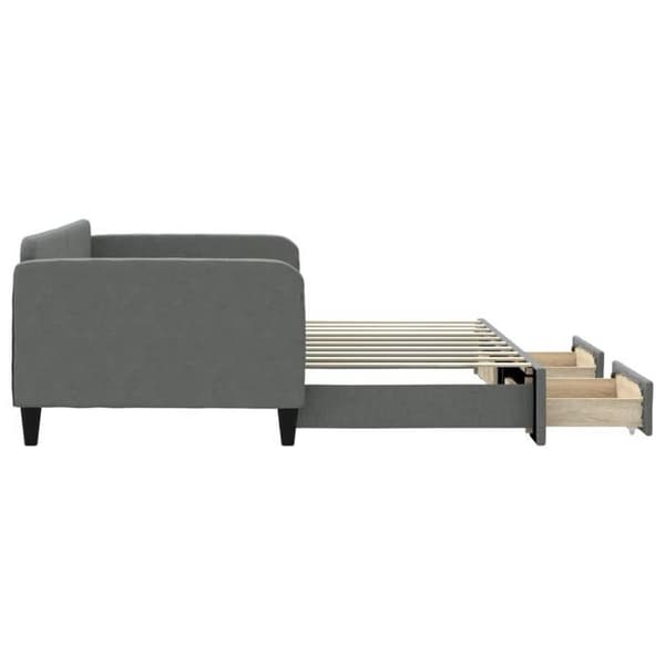 Päivävuode - EXCLUSIVE-KOTI - 90 x 190 cm - 2-in-1 vuode - 2 laatikkoa - Harmaa kangas