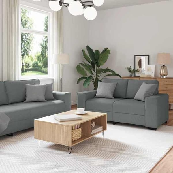Maison Exclusive - Sæt af 2 sofaer med mørkegrå stofpuder